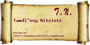 Tamássy Nikolett névjegykártya