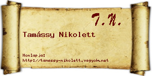Tamássy Nikolett névjegykártya